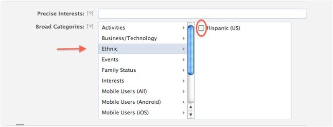targeting hispanics by ethnicity on Facebook
