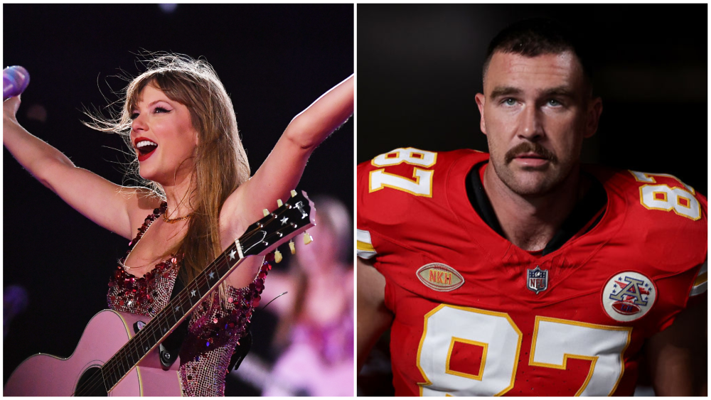 Taylor Swift (left) and Travis Kielce (right)